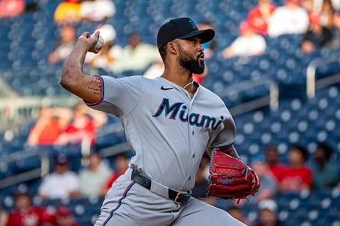 Miami Marlins pitcher Sandy Alcantara in action