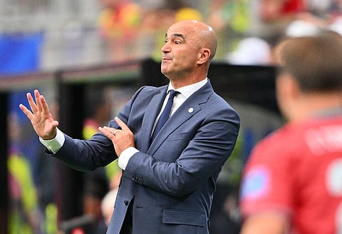 Roberto Martinez was pictured during their game against Uzbekistan