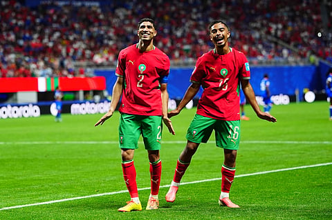 Gassime Yassine celebrates his goal with Achraf Hakimi 
