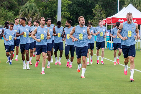 England players during training session