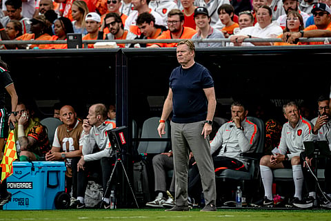 Ronald Koeman on the touchline during their game against Tunisia