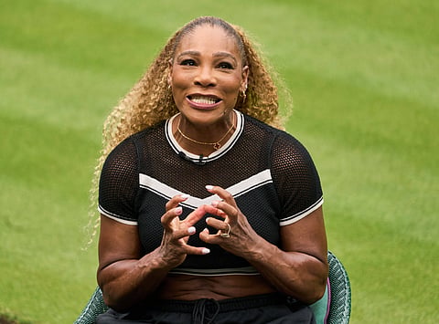Serena Williams during filming on Centre court