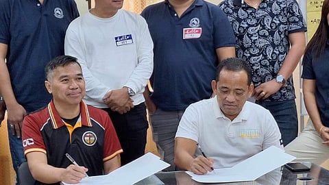 MOA SIGNING University of the Philippines- Cebu Chancellor Leo Malagar and Santa Fe Mayor Ithamar Espinosa signed a Memorandum of Agreement (MOA) on Oct. 19, 2023, for the construction of a UP Cebu Campus on Bantayan Island that will benefit not only residents of the island but also students living in nearby  places. / UP CEBU