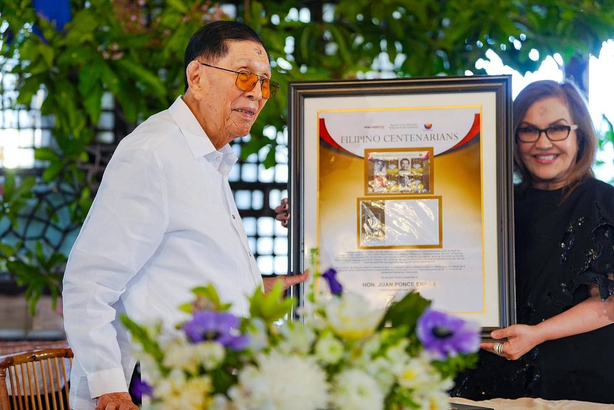 PHLPost presented personalized stamps to 100 year old Enrile - Vimarsana News