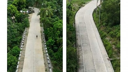 ROAD PROJECTS. The two road concreting projects implemented by the Department of Public Works and Highways-Western Visayas in two local government units in southern Negros Occidental. The PHP12-million farm-to-market road (left) in Barangay Pook, Hinobaan and the PHP45-million tourism road in Barangay Nauhang, Sipalay City. 
