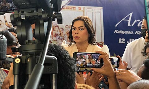 Vice President Sara Duterte during a media interview, on Wednesday morning, June 12, 2024, at Rizal Park in Davao City.