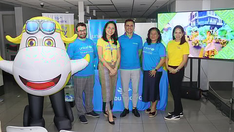 Cebu Pacific and UNICEF representatives during their partnership renewal signing at Ninoy Aquino International Airport Terminal 3, CEB Cabin Crew Lounge. From left to right: Edgar Donoso, UNICEF Deputy Representative - Operations; Candice Iyog, CEB Chief Marketing and Customer Experience Officer; Behzad Noubary, UNICEF Deputy Representative - Programmes; Lely Djuhari, UNICEF Chief, Advocacy and Communications; Lei Apostol, Vice President for Customer Service Operations.