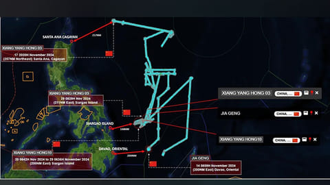 3 ka Chinese research vessels misud sa nasod