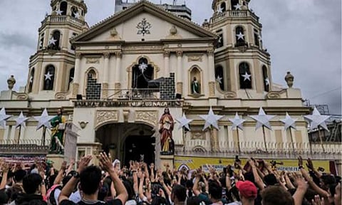 UNSHAKEN FAITH. Catholic devotees hear Mass at Quiapo Church in Manila on New Year's Day (Jan. 1, 2025). The National Capital Region Police Office said Thursday (Jan. 2, 2025) that more than 14,000 police officers would secure the Feast of the Black Nazarene on Jan. 9.
