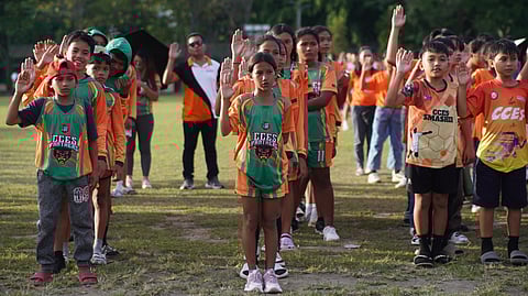 OATH OF SPORTSMANSHIP. Athletes take their oath of sportsmanship and amateurism during the opening ceremony of the Davao City Athletic Association (Dcaa) Meet 2025 at the Davao City National High School (DCNHS) on Monday afternoon, February 3, 2025. 