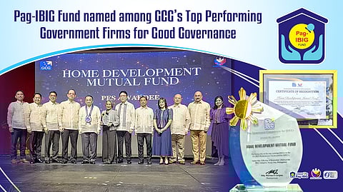Pag-Ibig Fund named among GCG’s Top  Performing Government Firms for Good Governance.