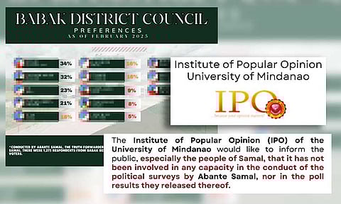 UM-IPO denies Abante Samal’s political surveys