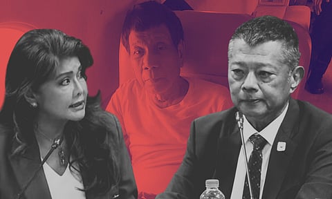 Presidential sister Senator Imee Marcos, former President Rodrigo Duterte and Justice Secretary Crispin Remulla.