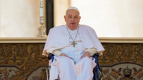 Pope Francis arrives at the end of a mass in St. Peter's Square at The Vatican, Sunday, April 6, 2025, part of the jubilee of the sick and the health workers. (AP Photo)