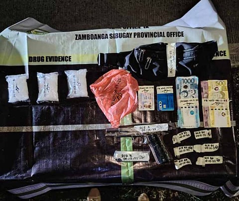 ZAMBOANGA. Authorities seize over P1 million worth of illegal drugs following a shootout and the arrest of a high-value target (HVT) suspect in an anti-drug operation in Libertad village, Tungawan, Zamboanga Sibugay, on Maundy Thursday, April 17, 2025. A photo handout shows the pieces of evidence seized from the arrested HVT suspect. 