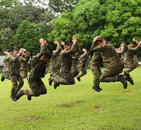 ZAMBOANGA. The 97th Infantry Battalion (97IB) receives 33 additional personnel—one corporal and 32 privates—providing a boost in its strength to bring peace and security to the communities the battalion serves. A photo handout shows the 32 Privates undergoing reception rites on Tuesday, April 16, which is part of military tradition for newly assigned personnel.