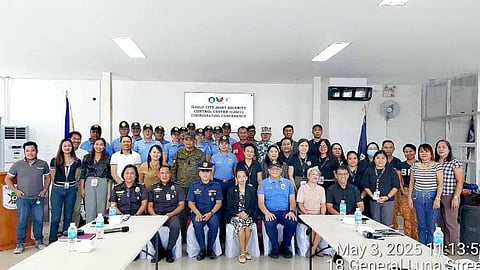 ILOILO. Police Colonel Kim P. Legada of the Iloilo City Police Office presents the accomplishments of poll-related law enforcement operations during the Coordinating Conference of the City Joint Security Control Center on May 3, 2025, at Camp Achilles D. Plagata in Iloilo City. 
