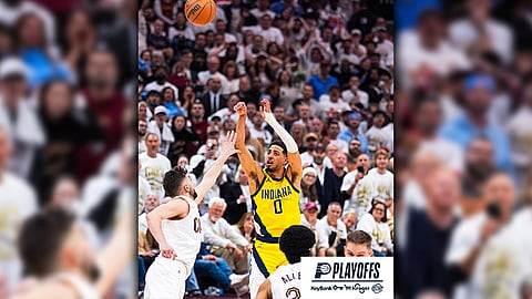 TOP PACER. Tyrese Haliburton takes a rainbow shot during Game 2 of the Indiana Pacers' second-round playoff series against the Cleveland Cavaliers.  