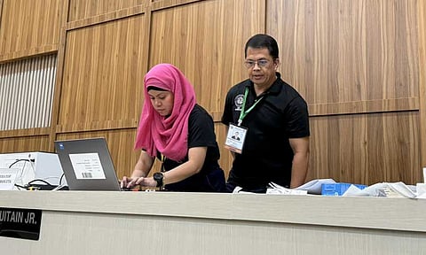 Preparations are underway inside the Sangguniang Panlungsod Session Hall in Davao City for the convening of the Comelec En Banc, which will oversee the vote canvassing for the 2025 local elections.