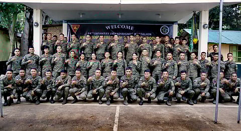 NEGROS. Major General Michael G. Samson, commander of the 3rd Infantry Division, awards 94IB personnel for exemplary service during his visit to their headquarters in Barangay Libas, Isabela, Negros Occidental, on May 20, 2025. 