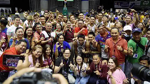 The Davao Eagles celebrate with their coaching staff, delegation officials, and supporters after clinching Davao Region’s first-ever gold medal in secondary boys’ basketball at the 2025 Palarong Pambansa. Their historic 67–51 victory over Western Visayas ended a decades-long wait and marked a golden breakthrough for the region.