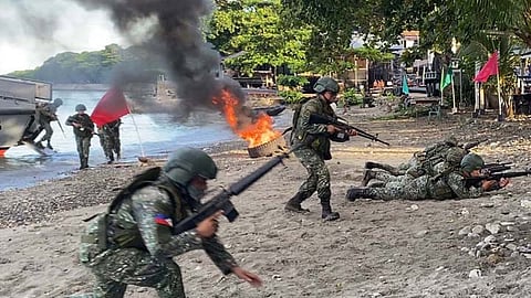 ZAMBOANGA. The Western Mindanao Command (Westmincom) is conducting three-day training to bolster combat and disaster response readiness of the Reservists within its Joint Operational Area (JOA). Reservists maneuvered as they landed on a beach from a Navy vessel during the training. (SunStar Zamboanga)