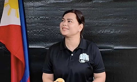 Vice President Sara Duterte answers the questions of the media in a press conference at the The Hague, Netherlands, on May 29, 2025.