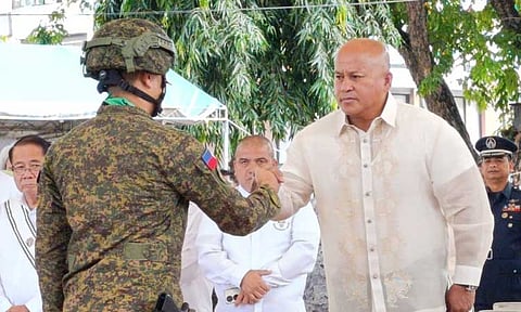 Senator Ronald "Bato" M. Dela Rosa leads the wreath laying ceremony at Rizal Park, Davao City in commemoration of the 127th Philippine Independence on Thursday morning, June 12, 2025.