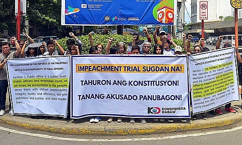 Konsyensya Dabaw, an open movement of groups and individuals from Davao who oppose dictatorship and martial law, called on the Senate to immediately begin the trial of impeached Vice President Sara Duterte during a rally on Saturday, June 14, 2025, at Freedom Park along Roxas Avenue in Davao City.