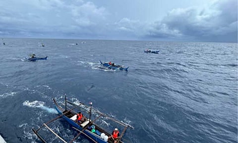 ‘ATIN ITO’. Boats joining the Atin Ito civilian convoy sail near the Pag-asa Islands in the West Philippine Sea on May 28, 2025. President Ferdinand R. Marcos Jr. on Saturday (June 21, 2025) said he would not allow any foreign power to seize even an inch of Philippine territory. (Photo courtesy of Atin Ito)