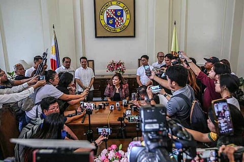 CEBU. Cebu Provincial Governor Pamela Baricuatro speaks during a press conference held at the Capitol on June 30, 2025. 