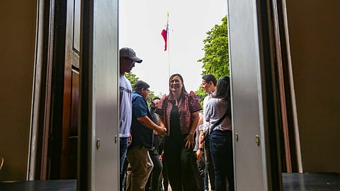 NEW JOURNEY. Former flight attendant Pamela Baricuatro enters the Capitol in Cebu City on Monday, June 30, 2025, hours before assuming office as governor of the province. / 