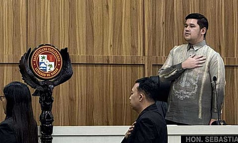 First District Councilor and acting Vice Mayor Rodrigo "Rigo" Duterte II presides the first regular session of the 21st City Council on Tuesday, July 1, 2025, at the Sanguniang Panlungsod in Davao City. 