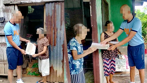 ILOILO. Police Captain Mark David Banay and RPSB personnel deliver PSA-issued birth certificates to three senior citizens in Barangay Nagba, Tubungan, Iloilo, as part of the community-focused Revitalized Pulis Sa Barangay program. 