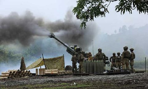PH-AUSTRALIA LIVE DRILL. Australian Army cannoneers fire a M777A2 155mm mortar during the combined live fire exercise with troops from the Philippine Army at Fort Magsaysay, Nueva Ecija on Wednesday, Aug. 27. (Photo courtesy of Philippine Army)