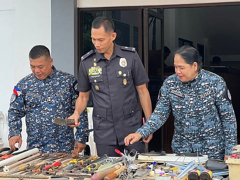NEGROS. Several contraband items recovered inside the cells of the Negros Occidental District Jail (NODJ)–Male Dormitory in Barangay Tabunan, Bago City on September 1, 2025.

