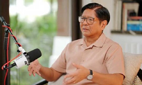 NO NEW ALLOCATIONS. President Ferdinand R. Marcos Jr. speaks in his latest podcast episode aired on Monday (Sept. 8, 2025). Marcos said the 2026 national budget will no longer carry new allocations for flood control projects, saying PHP350 billion from 2025 remain unspent. (Screengrab)