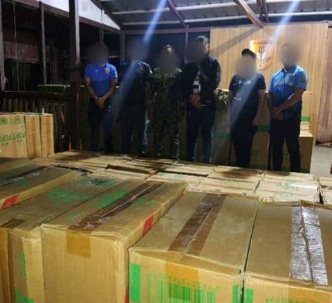 ZAMBOANGA. Lawmen seize some P25 million worth of smuggled cigarettes in a law enforcement operation Friday, September 12, in between the islands of Sacol and Manalipa, Zamboanga City. The smuggled cigarettes, loaded in a motorboat, were abandoned by the crew upon sensing the arrival of the police operatives. 