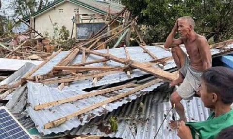 DESTROYED. A house destroyed by Severe Tropical Storm Opong in Barangay Matabao, Batuan Masbate in a photo taken on Sept. 27, 2025. The Social Security System said Friday (Oct. 3, 2025) that earthquake victims and typhoon-affected members may now apply for a calamity loan.