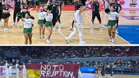 Top of the Week: ‘No to  Corruption’ protests during half-time have become the thing for University of the Philippines Pep Squad and the De La Salle University Animo Squad in their schools’  current  basketball matches.