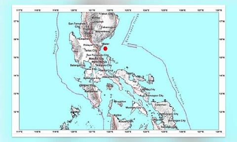 QUAKE DATA. A seismic map from the Philippine Institute of Volcanology and Seismology (PHIVOLCS) shows the epicenter of a magnitude 3.2 earthquake recorded 36 km. southeast of Baler, Aurora, at 2:13 a.m. on Wednesday (Oct. 29, 2025) This was one of several mild tectonic tremors that rattled the province overnight, with the strongest reaching magnitude 4.0. (Screengrab from PHIVOLCS) 