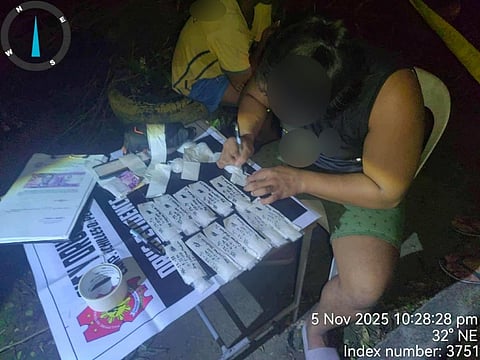 ILOILO. Authorities present the seized 250 grams of shabu worth P1.7 million following a buy-bust operation in Barangay Calahunan, Mandurriao District, Iloilo City, on November 5, 2025. 