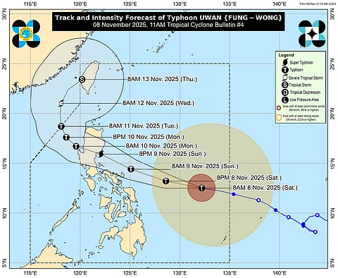 'Uwan' rapidly intensifies; Signal No. 2 up in Bicol, Eastern Visayas
