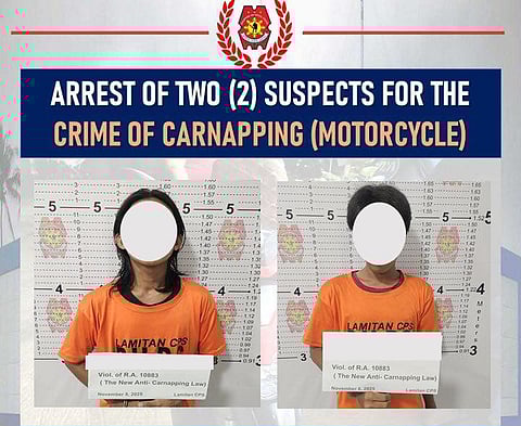 ZAMBOANGA. Policemen in Lamitan City, Basilan arrested in separate operations two suspects involved in a motorcycle theft just hours after the incident occurred on Saturday, November 8. 