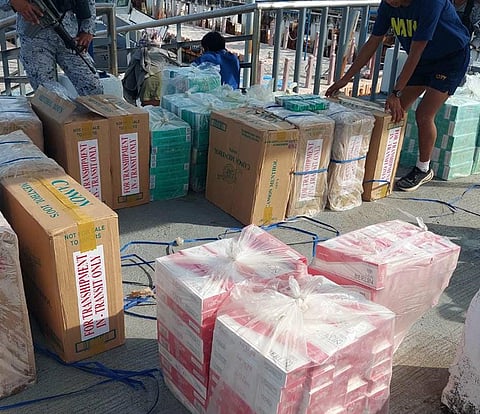 ZAMBOANGA. Personnel of the Western Mindanao Naval Command (WMNC) arrested two persons and seized some P2.8 million worth of contraband in a law enforcement operation in the waters between Basilan province and Zamboanga City on Tuesday, November 11. 