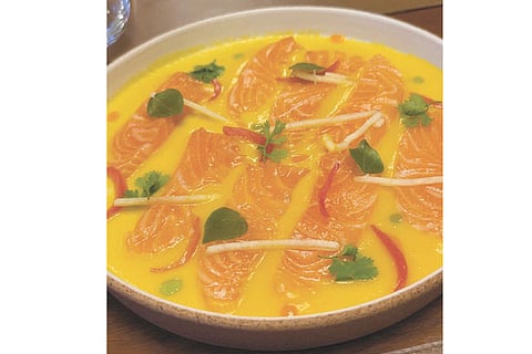 SOUTH. Salmon Crudo Escabeche.