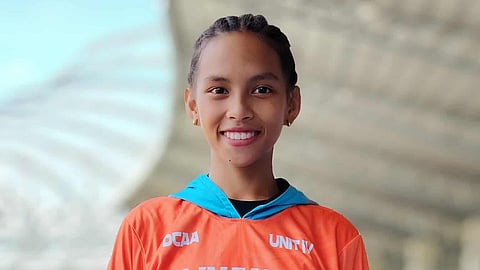 GOLDEN COMEBACK. Unit 4 runner Faith Marie Ocon wins her first Davao City Athletic Association (Dcaa) Meet gold medal Saturday, November 15, at the Davao City-UP Mindanao Sports Complex, ending two years of near-misses. Her victory also earned the first gold of the weeklong meet.