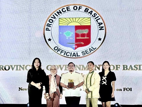 ZAMBOANGA. Provincial Board Member Amin Hataman (center) receives, on behalf of the Provincial Government of Basilan, the prestigious 2025 Freedom of Information (FOI) Awards in a ceremony on Friday afternoon, November 28, at The Bellevue Manila, Alabang, Muntinlupa City, as the Presidential Communications Office recognizes the province under the category New Local Government Unit to Pass Guidelines on FOI. 
