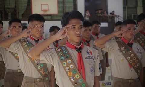 EAGLE SCOUTS HONORED. Senior Scouts from Cebu City raise their right hands in salute as they are formally conferred the rank of Eagle Scout during the Court of Honor 2025. The recognition ceremony was held Saturday, Nov. 29, at Zapatera Gymnasium. / 