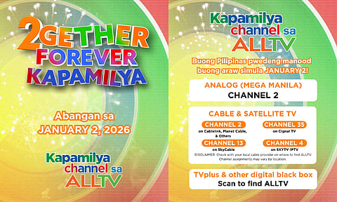 Advanced Media Broadcasting System Inc. (AMBS), which owns and operates ALLTV, has obtained a license from ABS-CBN to air the Kapamilya Channel on ALLTV effective January 2, 2026.